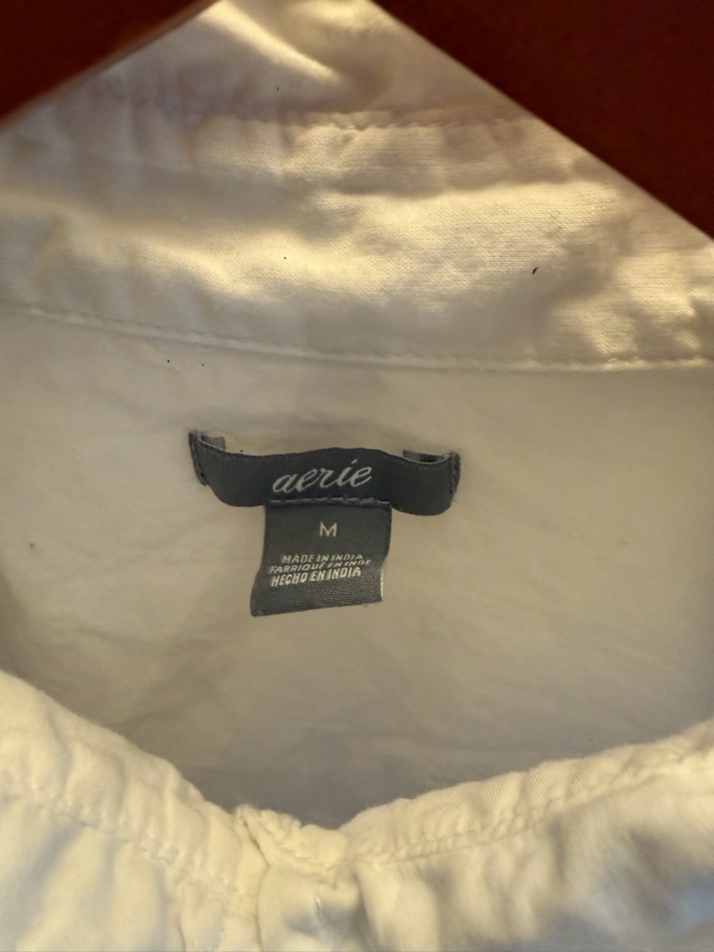 aerie White Button-Down Shirt with Red Embroidered Logo - Picture 3 of 4